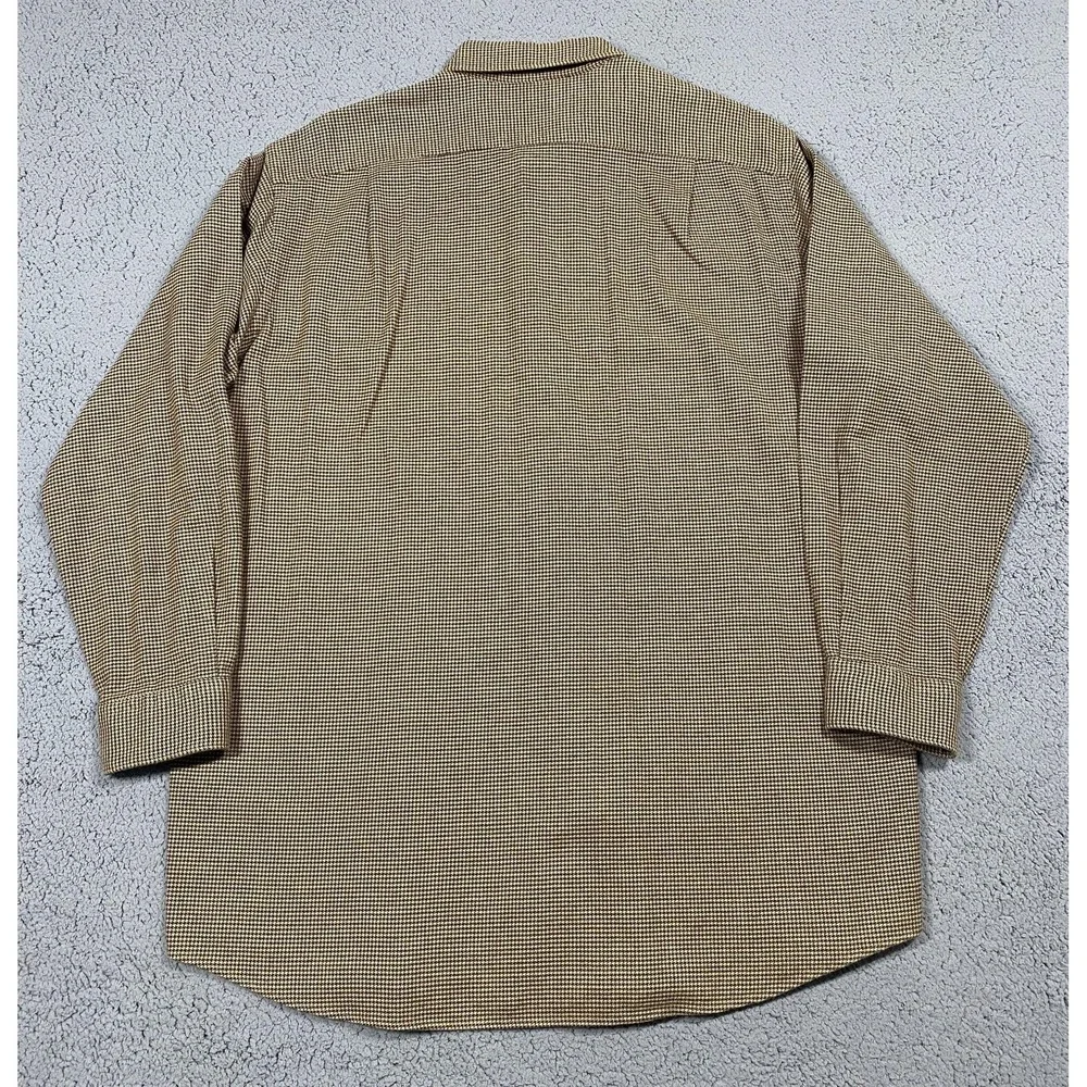 Polo Ralph Lauren Shirt‎ Mens Large Brown Tan Houndstooth Long Sleeve Button Up